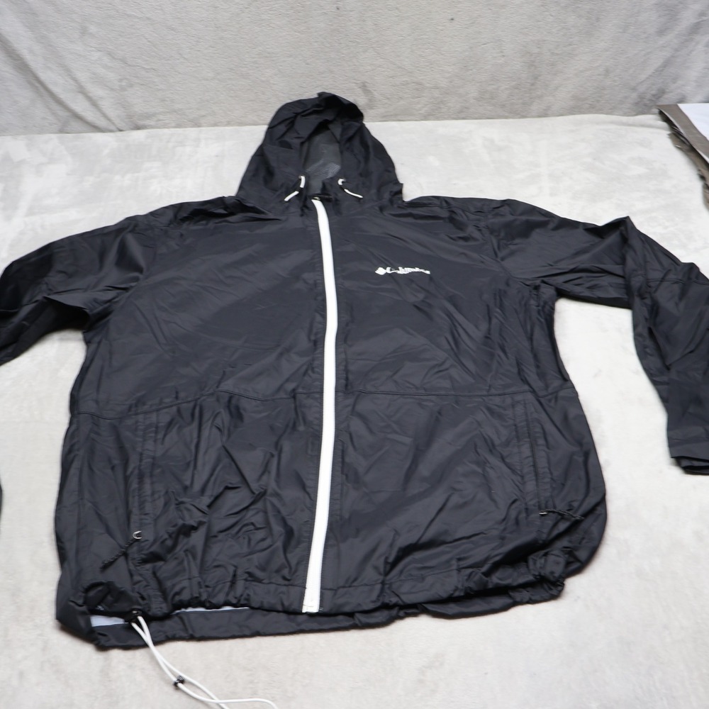 Columbia Jacket Mens Large Black Roan Mountain Full Zip Light Wind Rain Outdoor